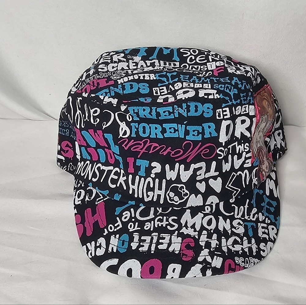 Monster High Hat Cadet Cap Ghouls Rule Graffiti All Over Print Rare Y2K Style